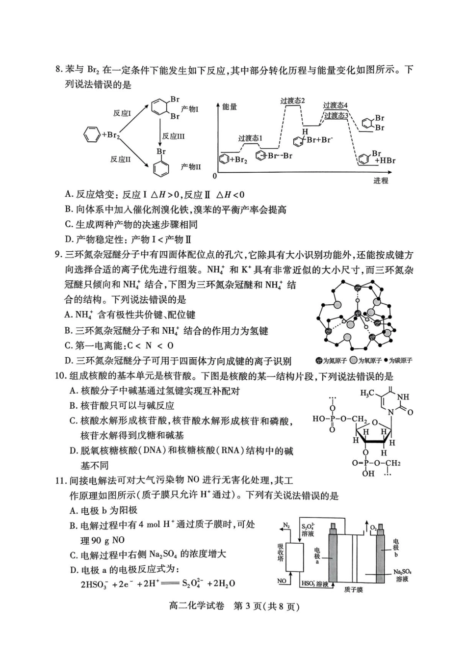 湖北省荆州市2024-2025学年高二下学期7月期末质量检测化学试题（含答案）.pdf_第3页