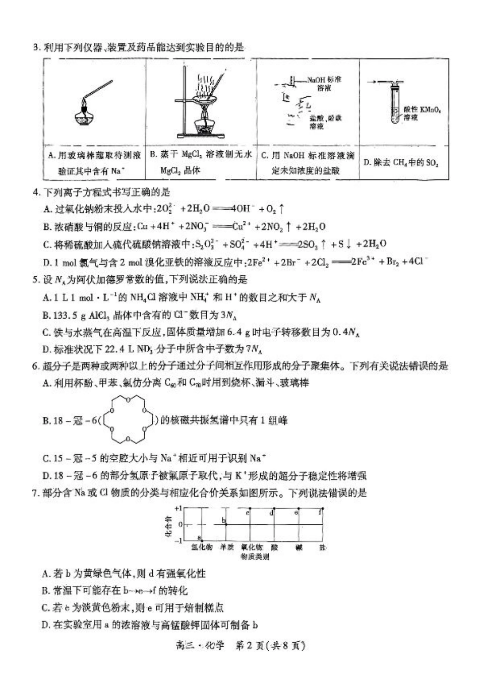江西省上进联考2024-2025学年高三上学期11月期中调研测试化学+答案.pdf_第2页