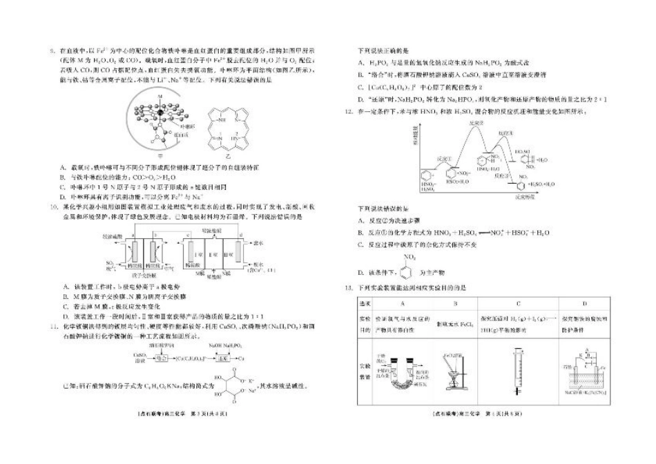 辽宁省联考2025届高三上学期1月期末考试化学试题（含答案）.pdf_第2页