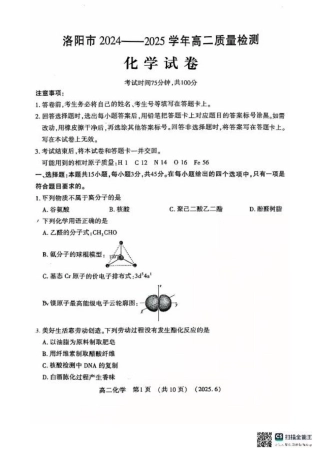 洛阳2024-2025学年6月高二质量检测-化学试卷.pdf