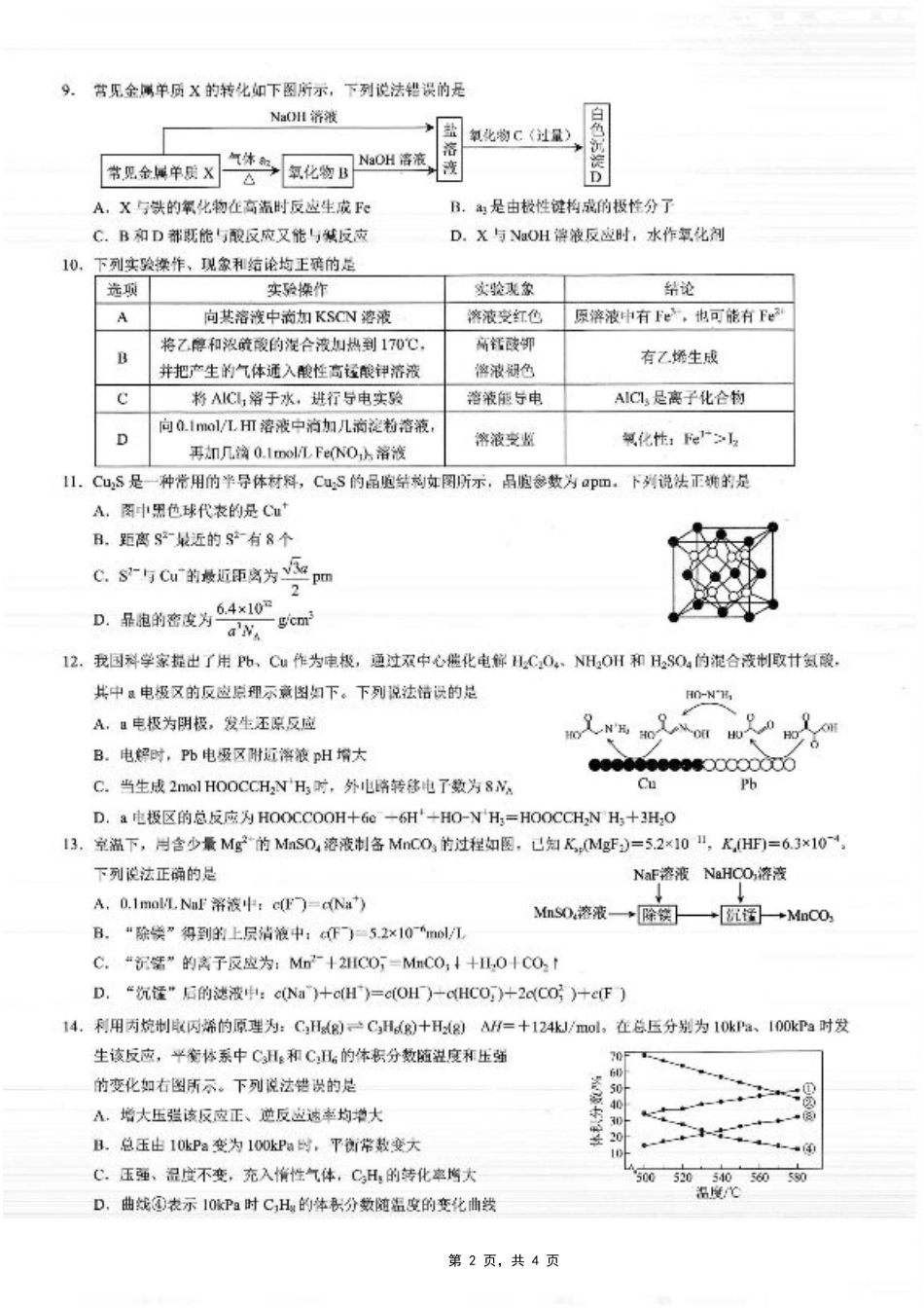 重庆市2025年普通高等学校招生全国统一考试康德调研（四）化学.pdf_第2页