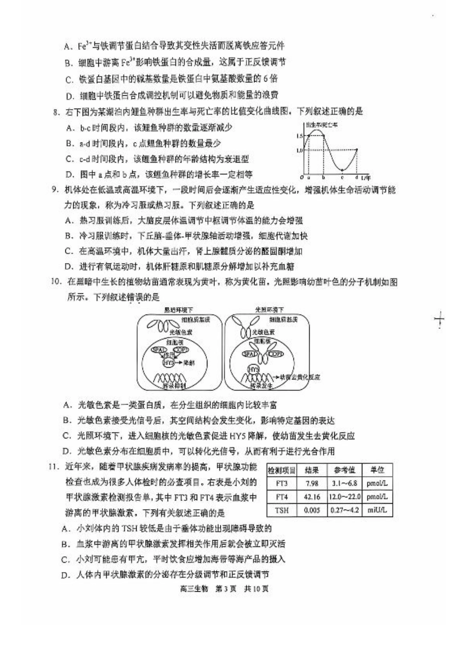 江苏省苏州市2024-2025学年高三上学期11月期中调研生物_生物试卷.pdf_第3页