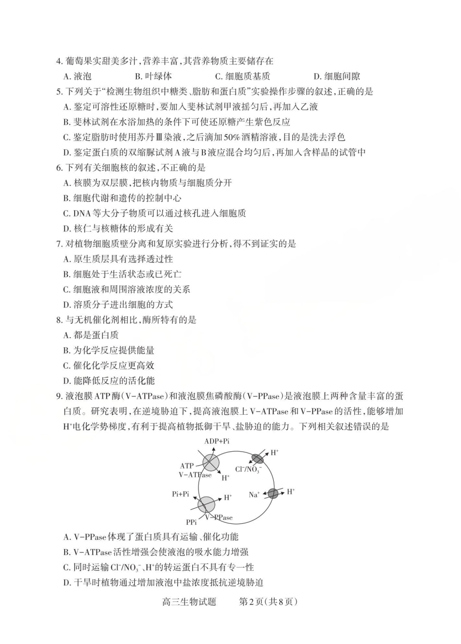 2025-2026学年第一学期高三年级10月学情检测生物.pdf_第2页
