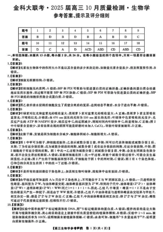 2025届高三金科新未来10月联考 生物答案.pdf