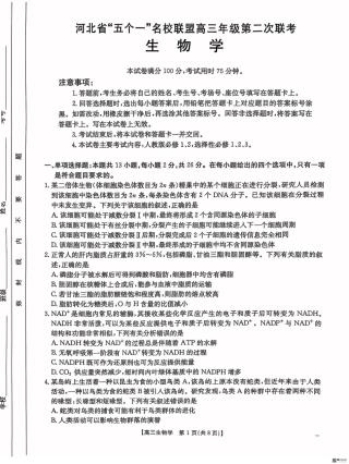 2025届河北省“五个一”名校联盟高三下学期4月联考生物试题（含答案）.pdf