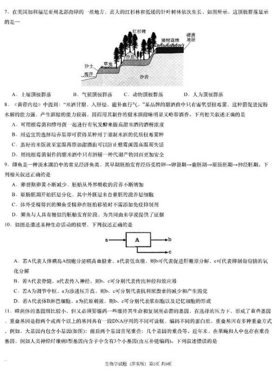 2025届江西省炎德英才萍乡实验大联考高三模拟考试（一）生物试题+答案.pdf_第3页