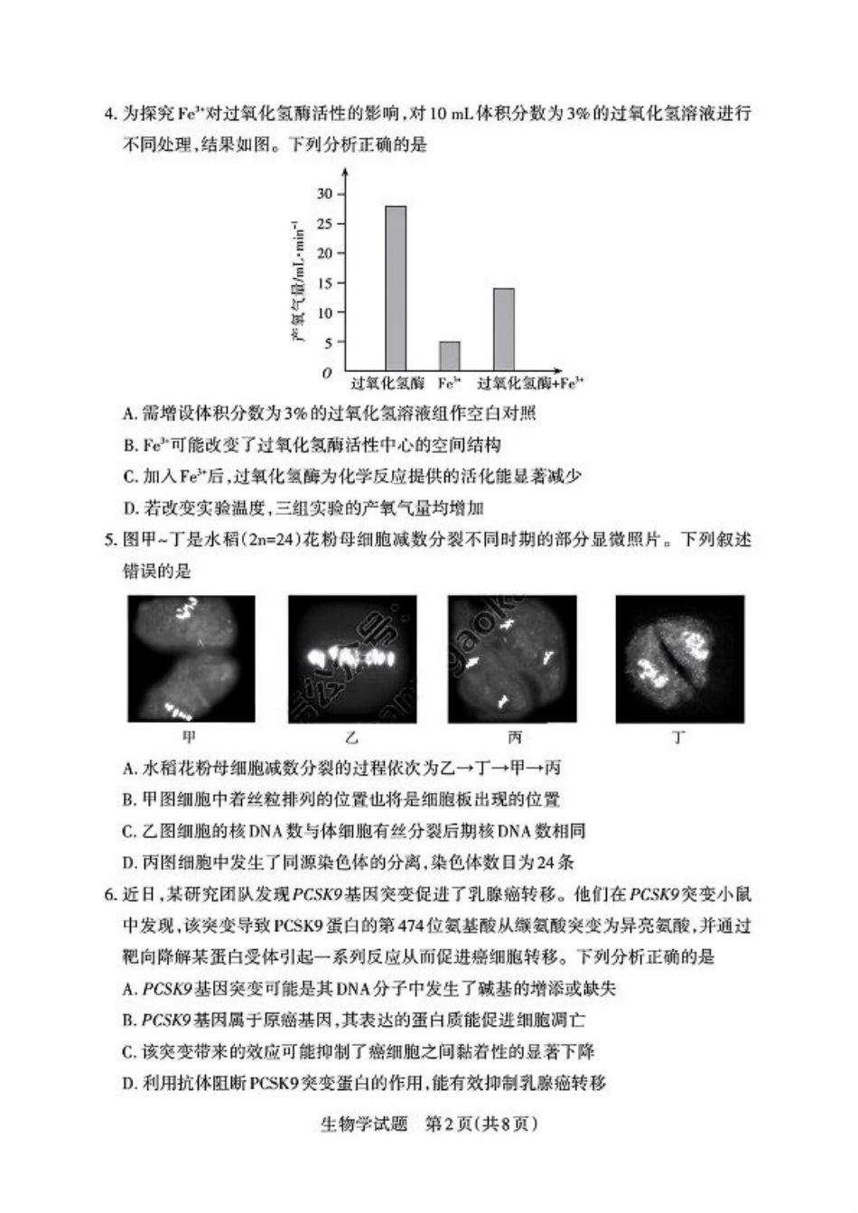 2025届山西省高三下学期考前适应性测试启航（一模）生物试卷（含答案）.pdf_第2页