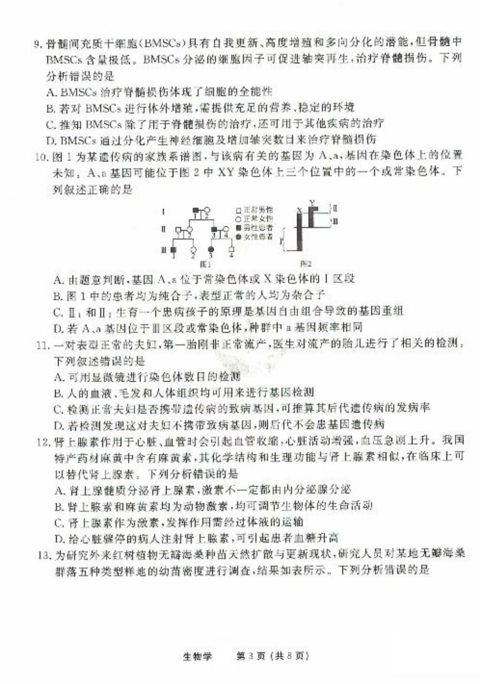 2025年普通高等学校招生全国统一考试模拟试题（一）生物试题（PDF版，含解析）.pdf_第3页