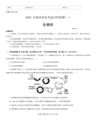 2025年陕西省高考适应性检测（一）生物试卷（含解析）.pdf