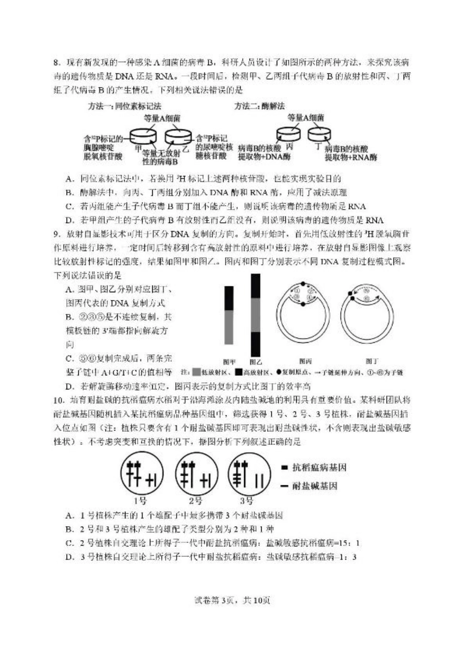 福建省厦门第一中学2025-2026学年高三上学期10月月考生物试题（含答案）.pdf_第3页