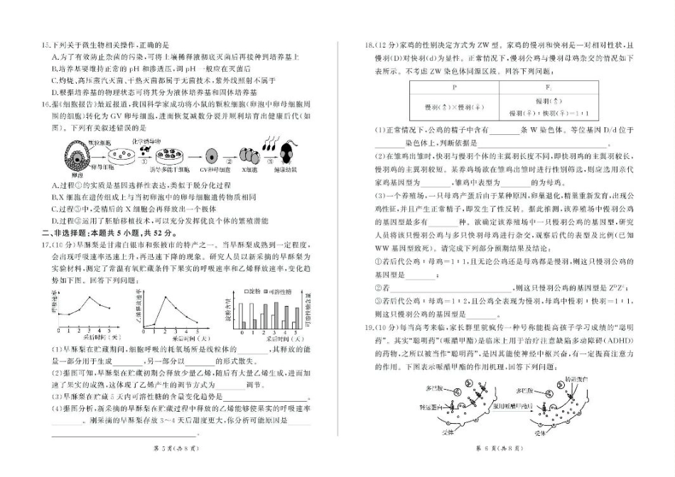 甘肃省部分学校2025届高三上学期第一次联考（期末）生物试卷（含解析）.pdf_第3页