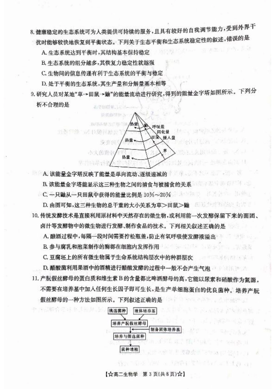 甘肃省普通高中2023-2024学年高二下学期期末教学质量统一检测+生物.pdf_第3页