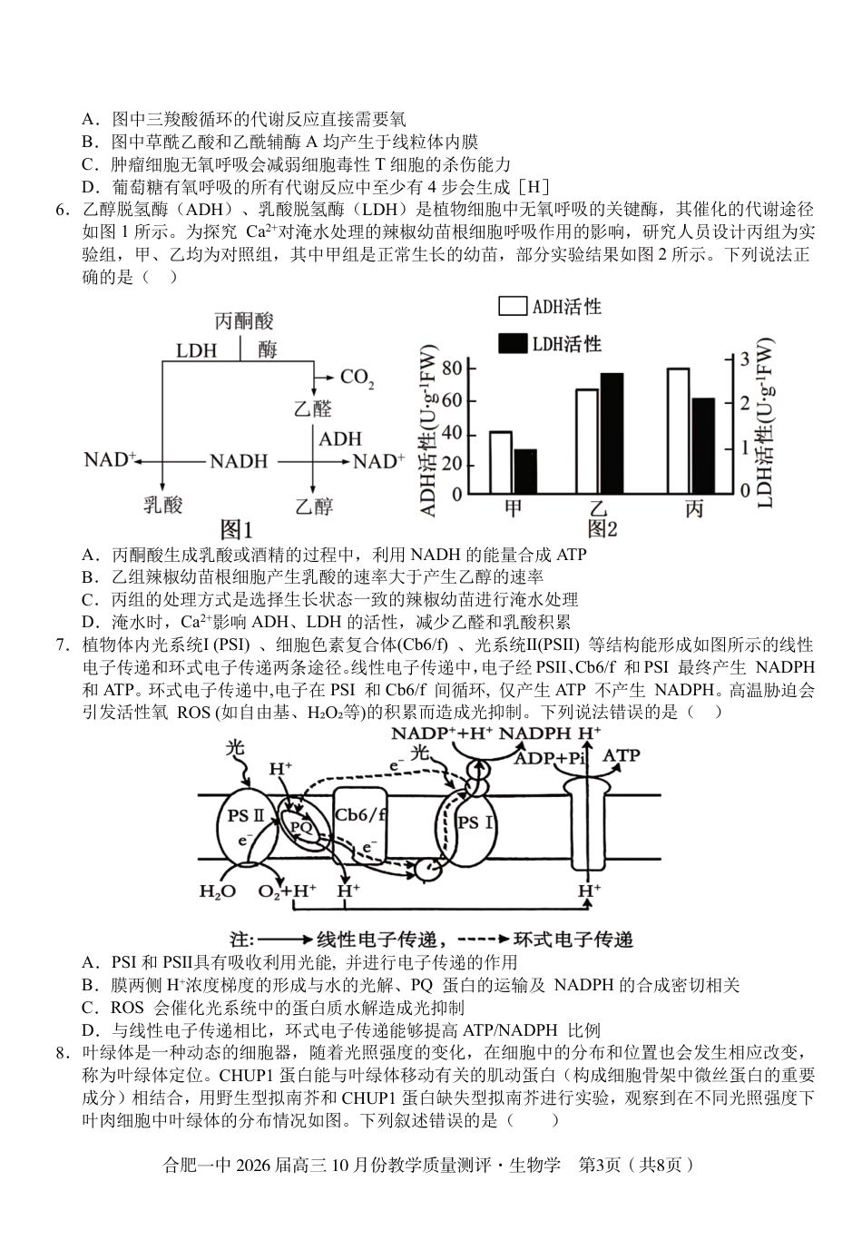 高三10月份教学质量测评生物卷.pdf_第3页