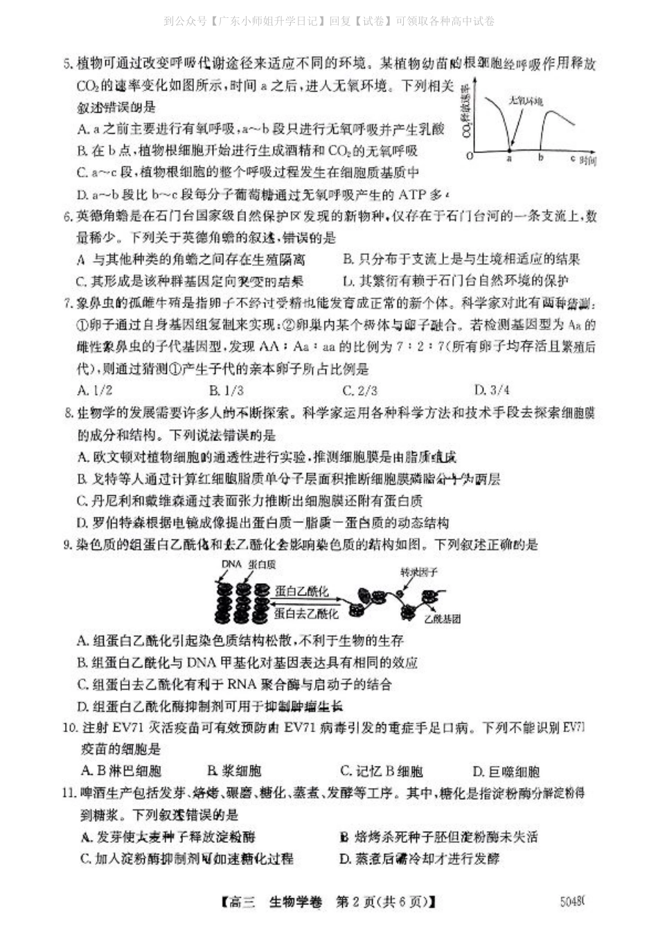 广东省清远市2024-2025学年高三上学期第一次模拟考试生物_清远一模生物试卷.pdf_第2页
