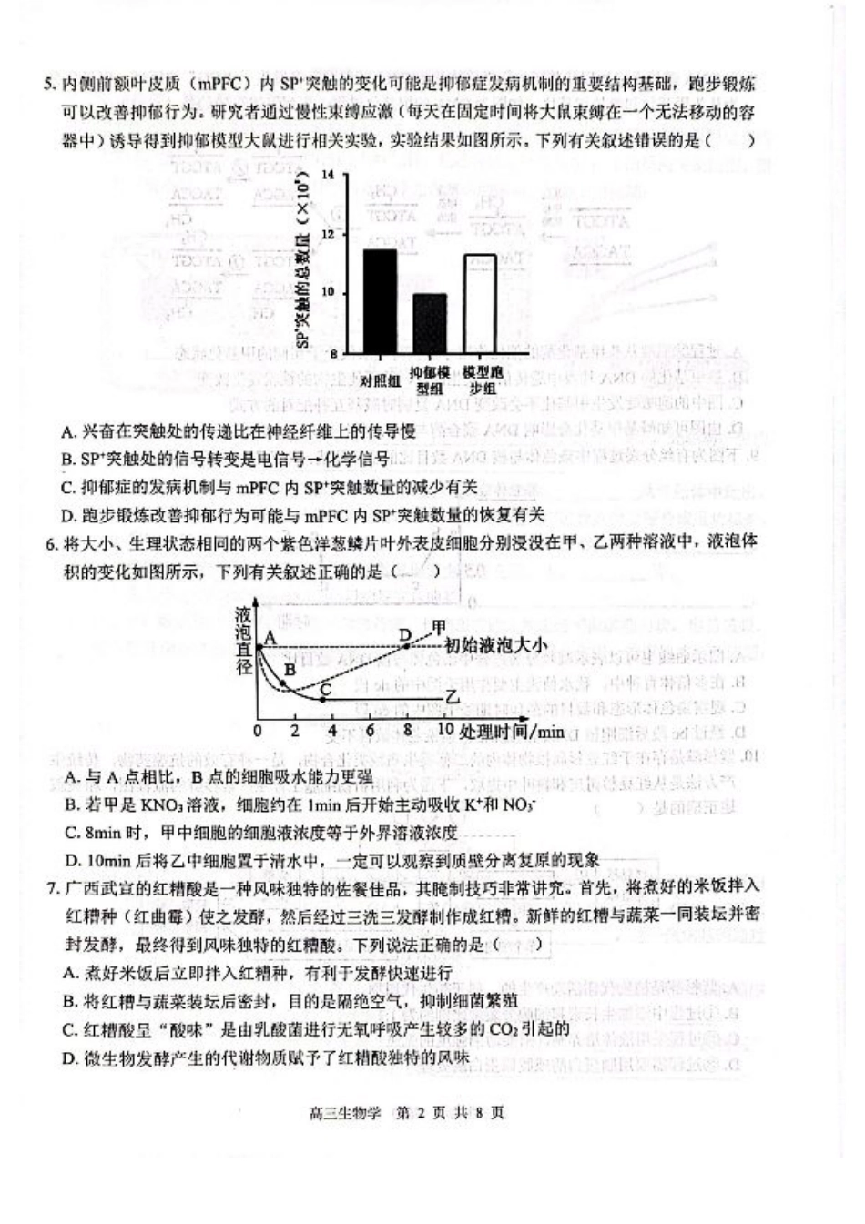 广西名校2025届高中毕业班12月模拟考试_生物试卷.pdf_第2页