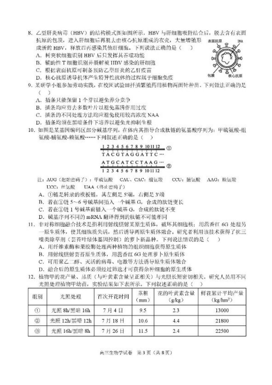 广西示范性高中2026届高三上学期9月联合调研测试生物试卷（含解析）.pdf_第3页