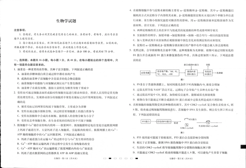 贵州省六校联盟2024-2025学年高三上学期12月月考试题 生物 PDF版含解析.pdf_第1页