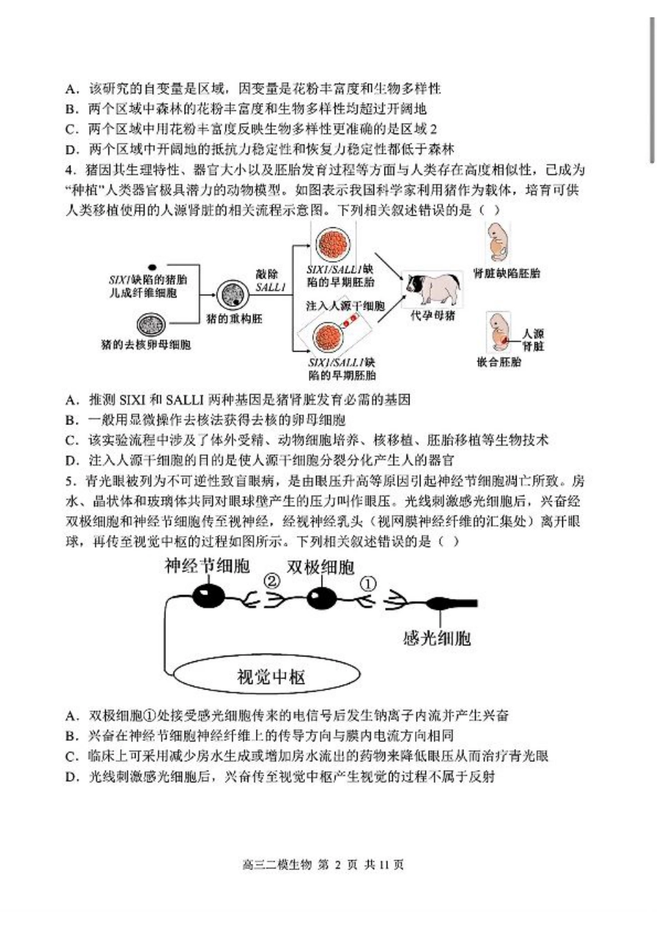 哈三中2025年高三学年第二次模拟考试生物.pdf_第2页