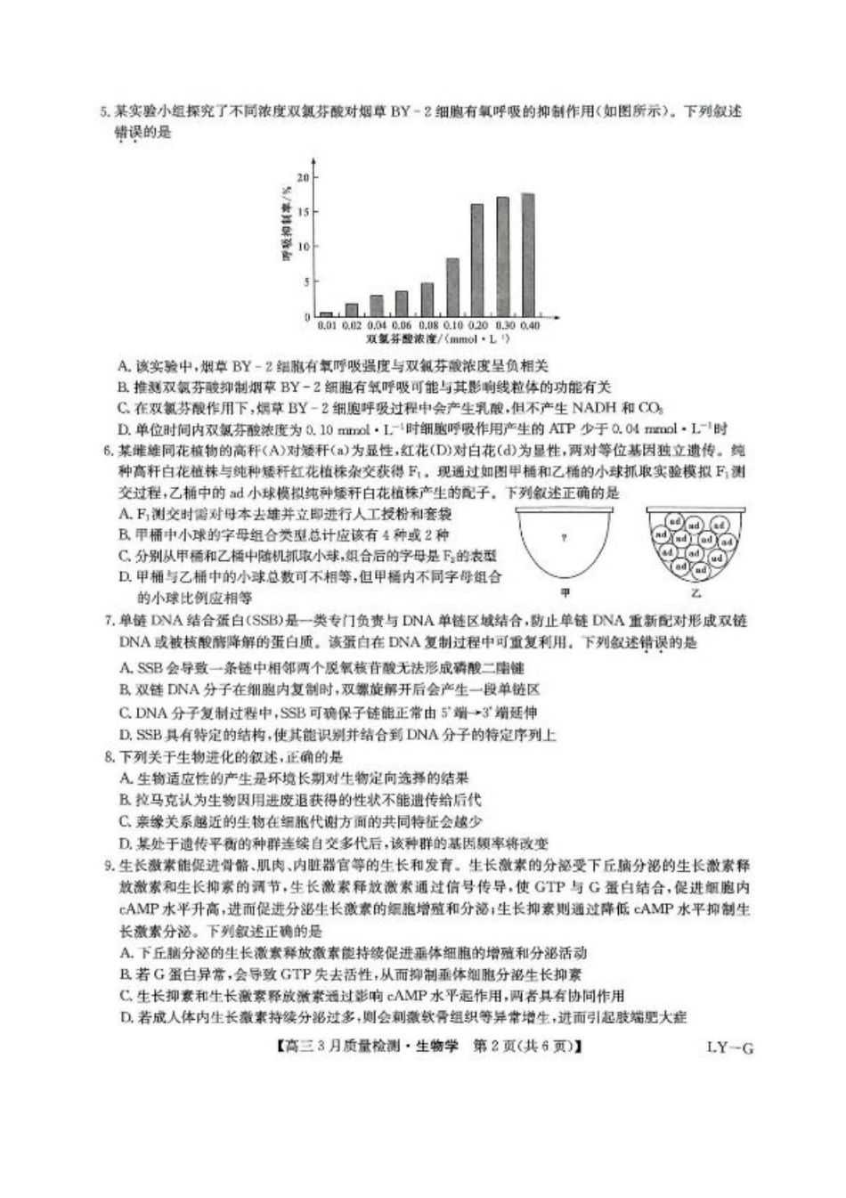 河南省九师联盟2025届高三4月联考生物试题+答案.pdf_第2页