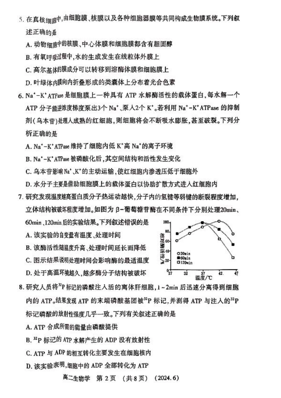 河南省洛阳市2023-2024学年高二下学期6月质量检测_生物学试卷及答案.pdf_第2页