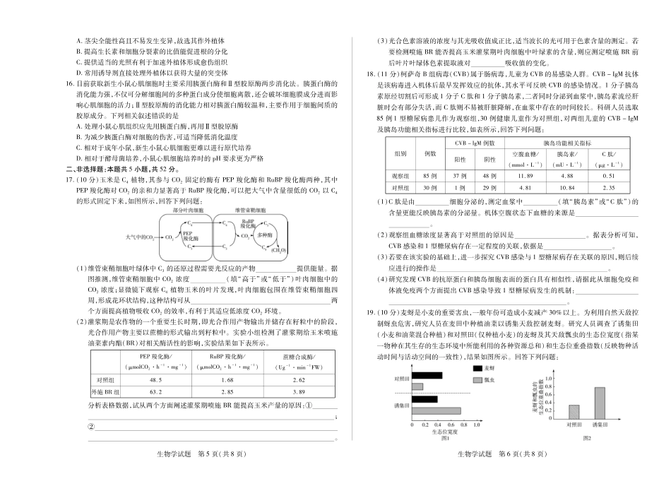 河南省小高考2024-2025学年（下）高三第三次考试生物.pdf_第3页