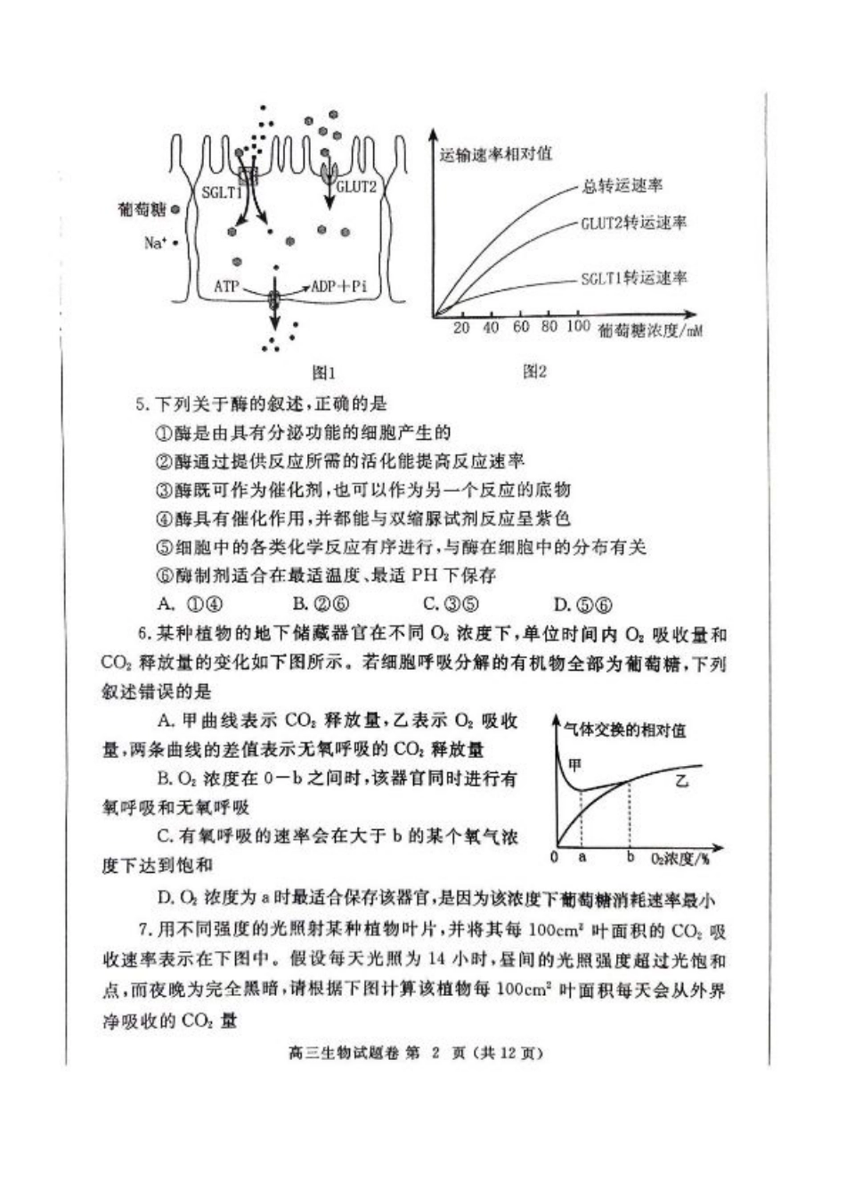 河南省郑州市2025届高三第一次质量预测生物试题+答案.pdf_第2页