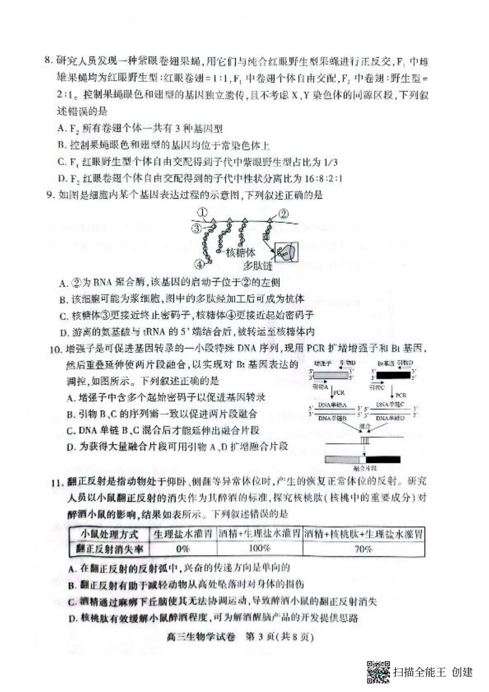 湖北省荆州市2026届高三上学期9月起点考试生物试题.pdf_第3页