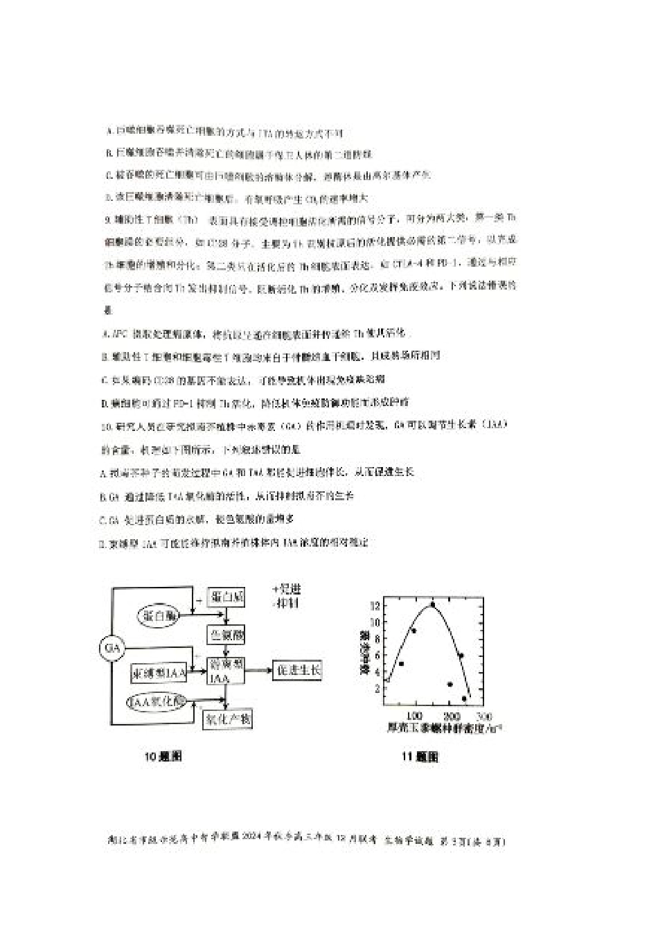 湖北省市级示范高中智学联盟2024-2025学年高三上学期12月月考生物试题.pdf_第3页