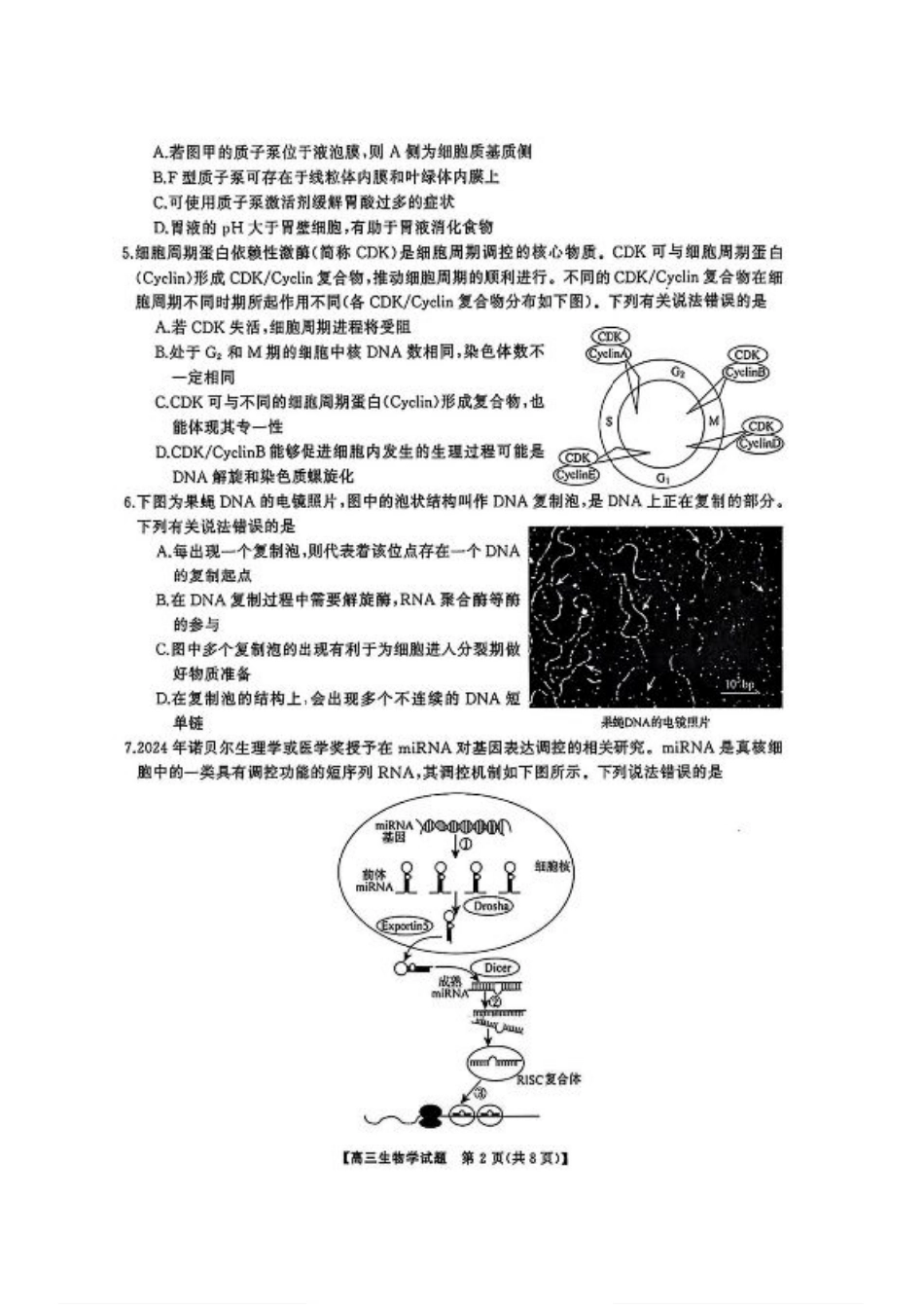 湖南省天壹名校联盟2026届高三8月入学考试生物.pdf_第2页