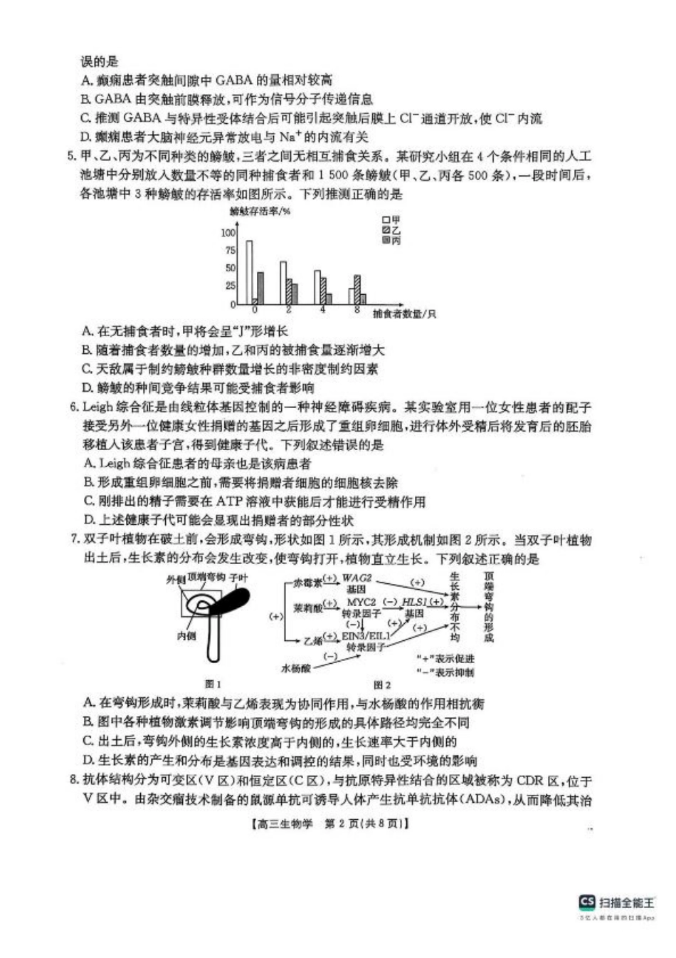 江西省三新教研共同体2024-2025学年高三下学期3月联考生物试题+答案.pdf_第2页
