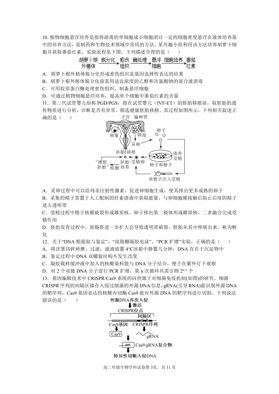 辽宁省沈阳市东北育才学校2024-2025学年高二下学期第二次月考试题 生物 PDF版含答案.pdf_第3页