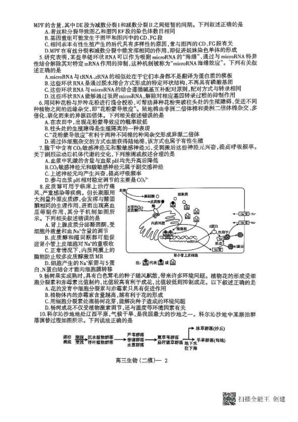 辽宁协作校2024-2025学年度高三第二次模拟考生物试题（含答案）.pdf_第2页