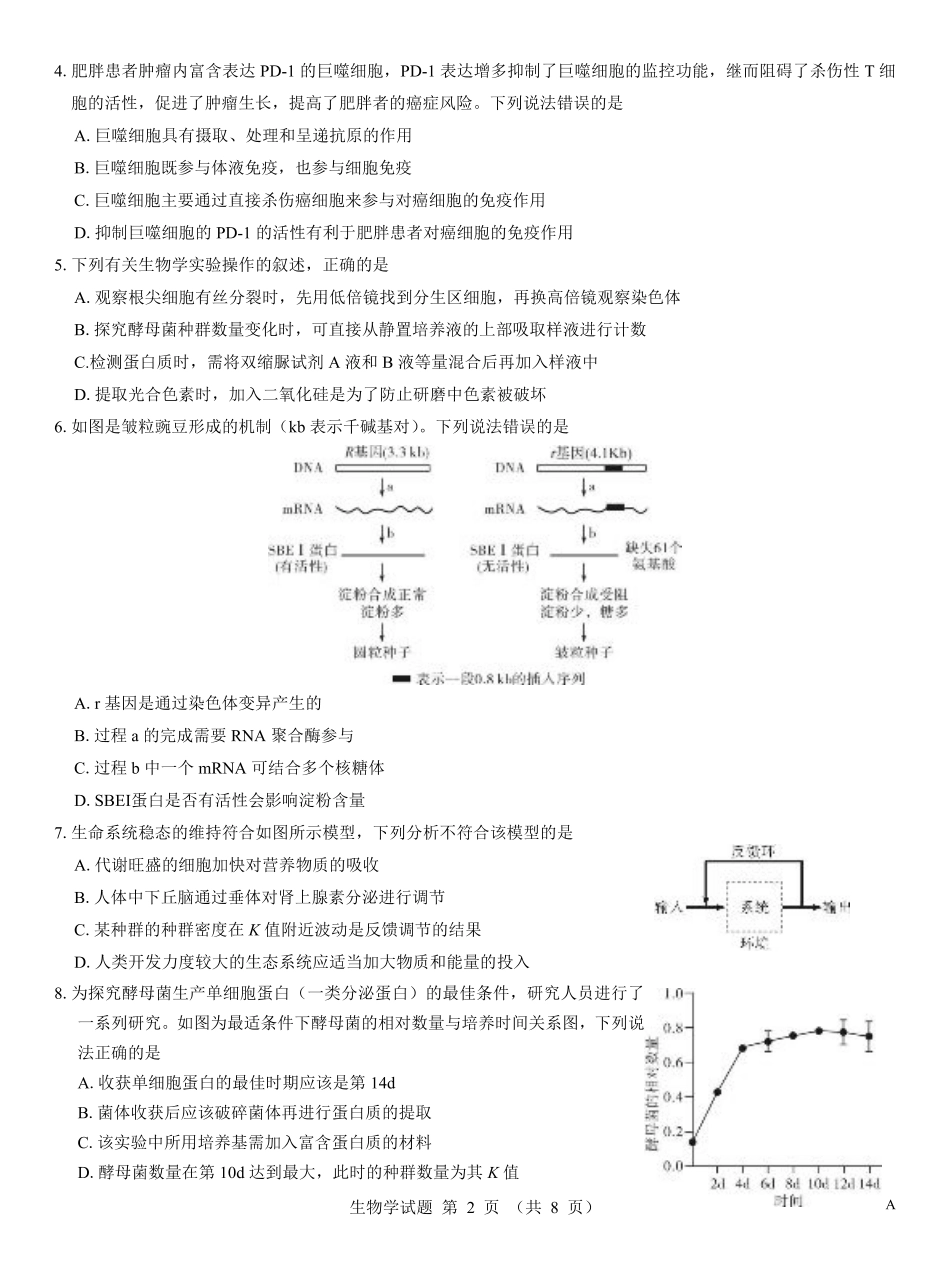 名校教研联盟2026届高考仿真模拟卷（样卷）生物.pdf_第2页