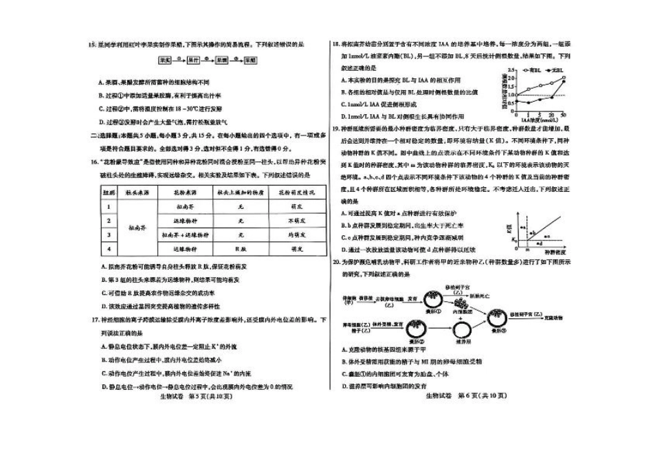 内蒙古包头市2026届高三上学期期中教学质量检测生物试卷（含答案）.pdf_第3页