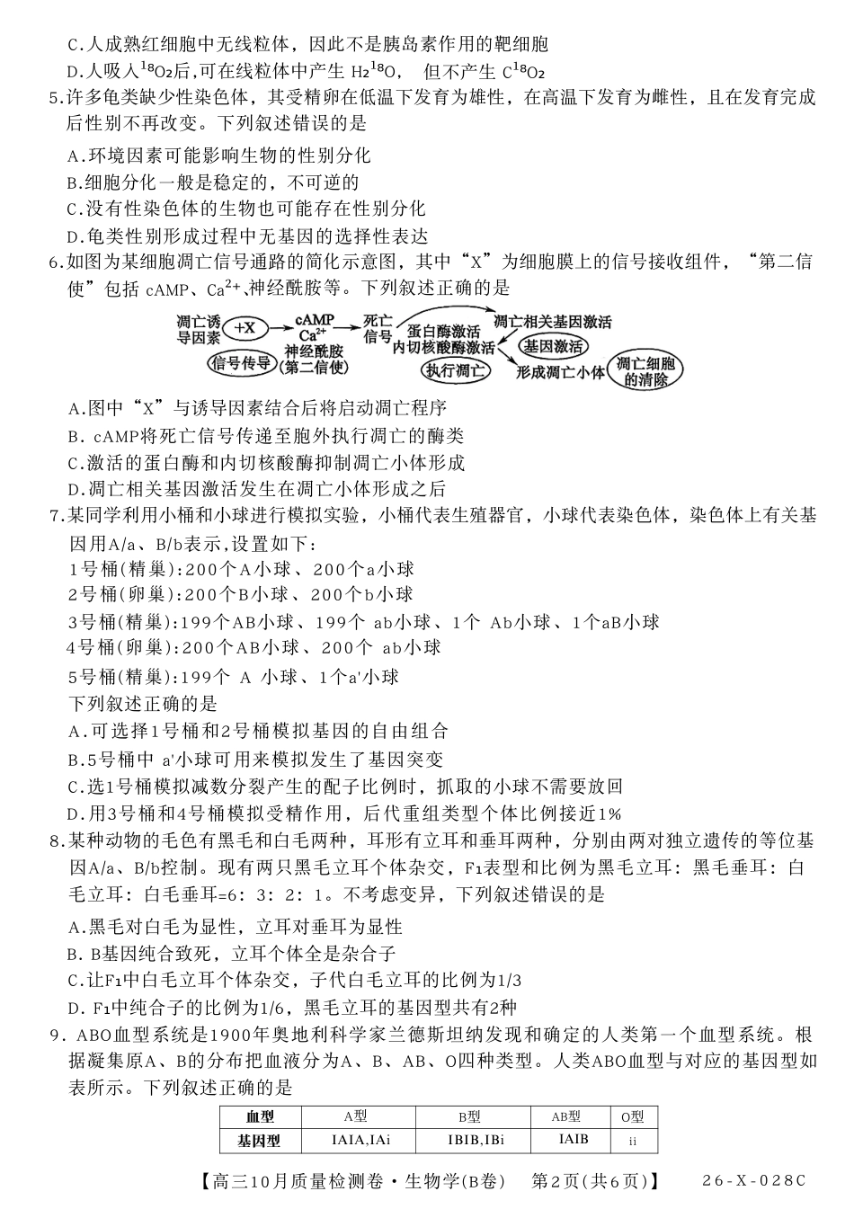 山西三晋卓越联盟2025-2026高三10月质量检测-生物(B).pdf_第2页