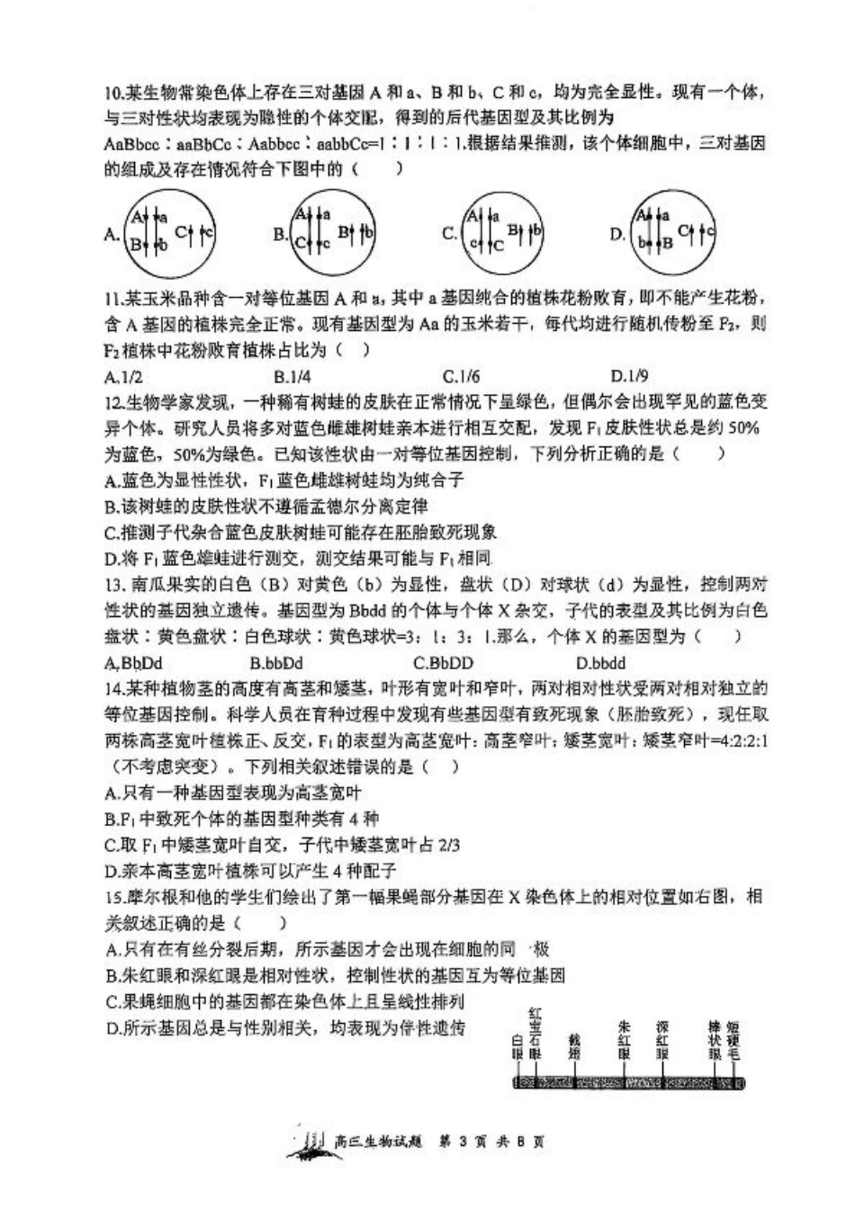 山西省山西大学附属中学校2025-2026学年高三上学期8月模块诊断（总第二次）生物试题.pdf_第3页