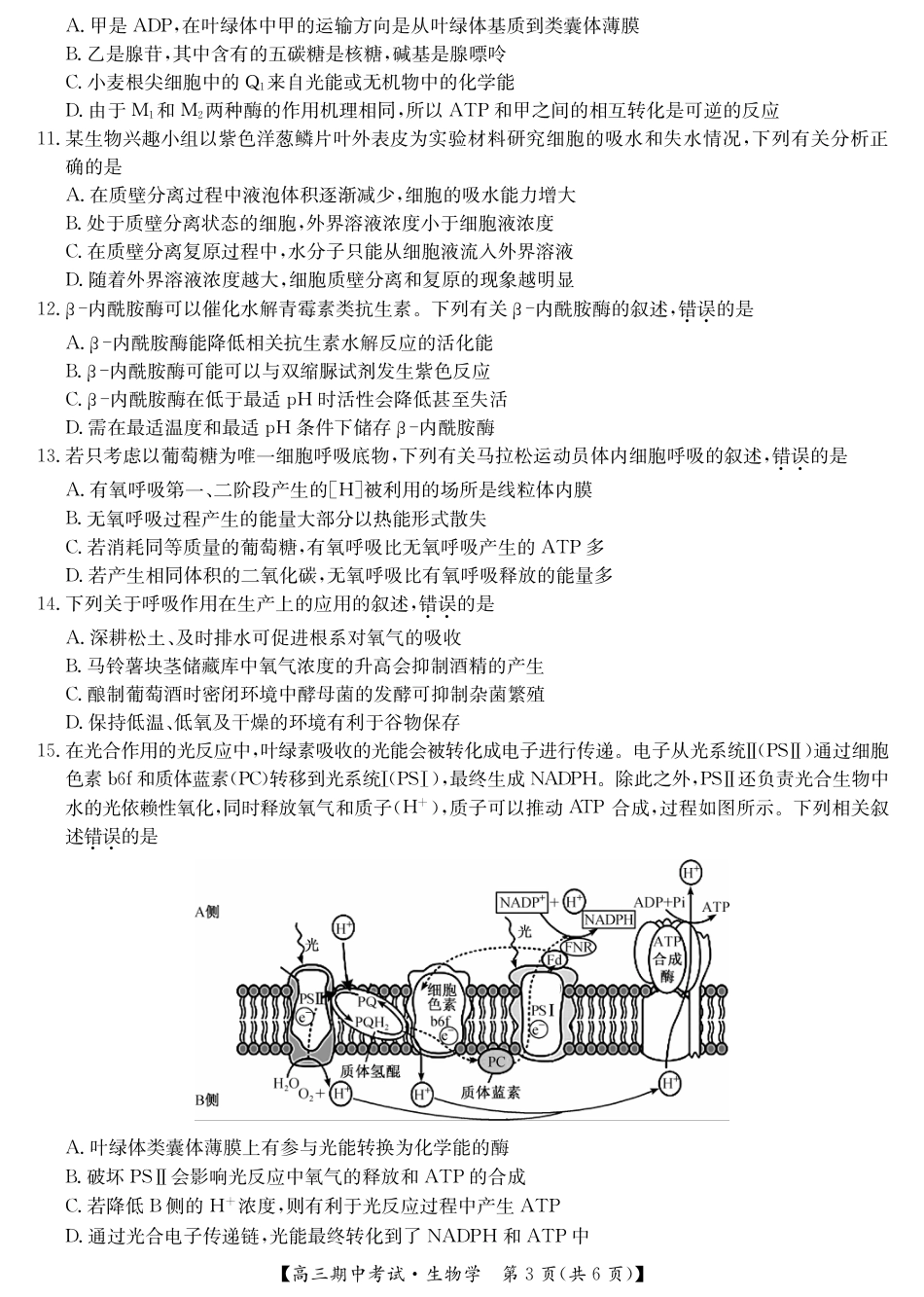 生物_宜昌市协作体高三期中考试-生物.pdf_第3页