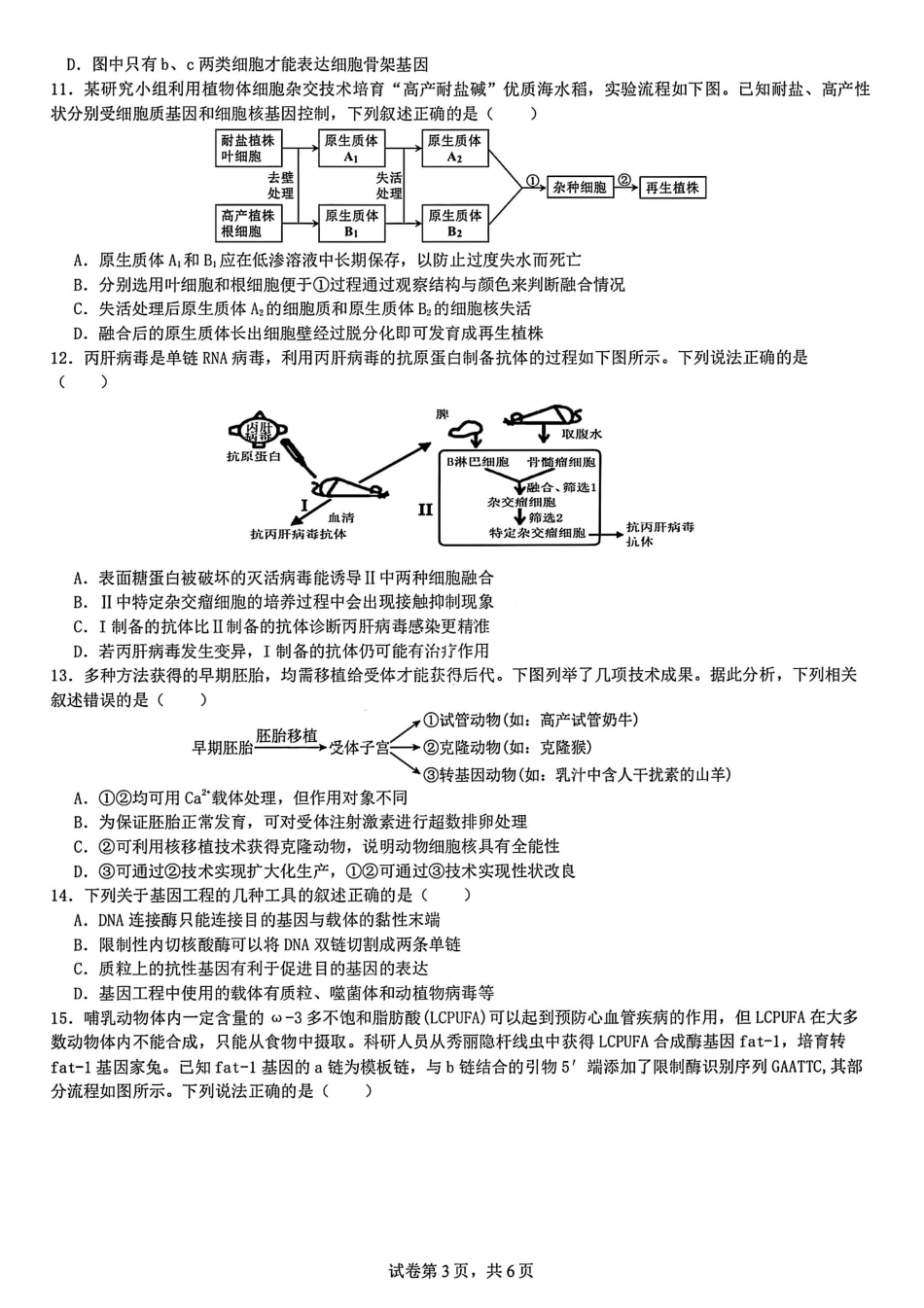 生物试题-四川省成都市第七中学2024-2025学年度下期高2026届零诊模拟考试.pdf_第3页