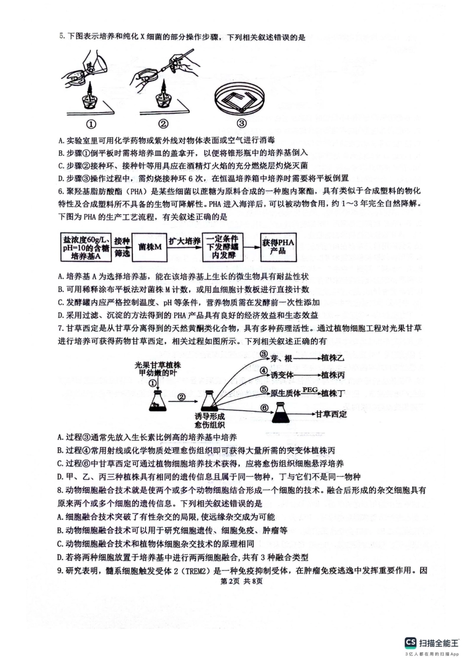 四川省绵阳南山中学2024-2025学年高二下学期6月月考生物+答案.pdf_第2页