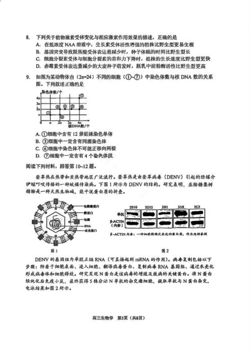 天津市南开区2024-2025学年度第二学期高三年级质量监测（一）生物.pdf_第3页