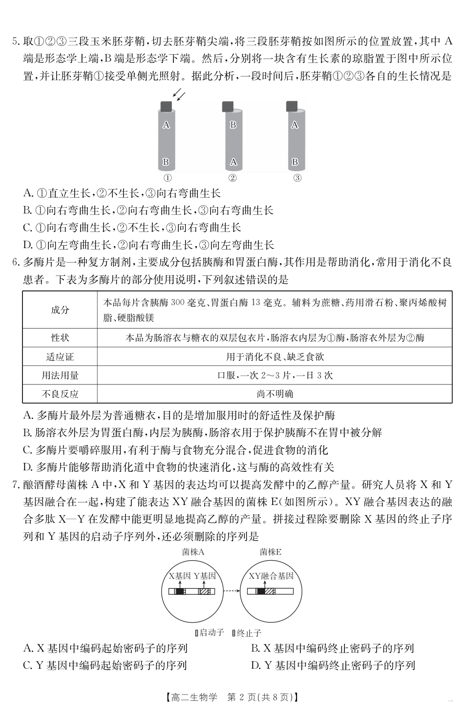 云南省曲靖市2024-2025届高二下学期阶段性诊断考试 生物学.pdf_第2页