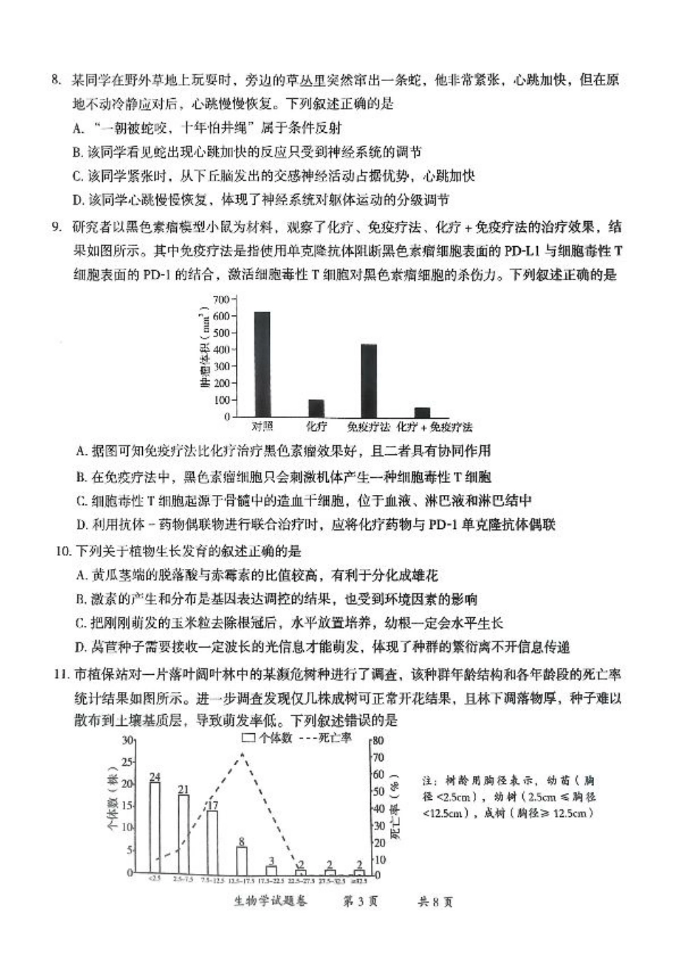 云南省曲靖市2024-2025学年高三年级第二次教学质量监测生物.pdf_第3页