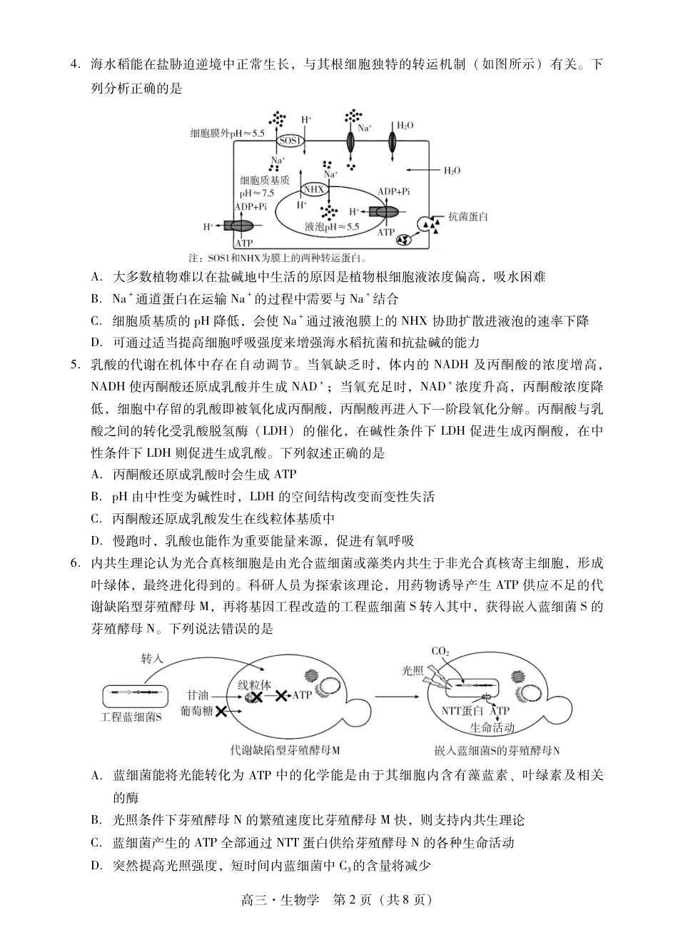 肇庆2025届高三一模·生物学试卷.pdf_第2页