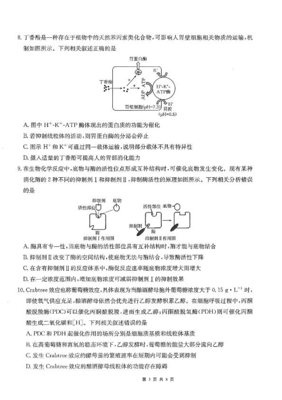 重庆市2026届高三（上）10月联考+生物.pdf_第3页