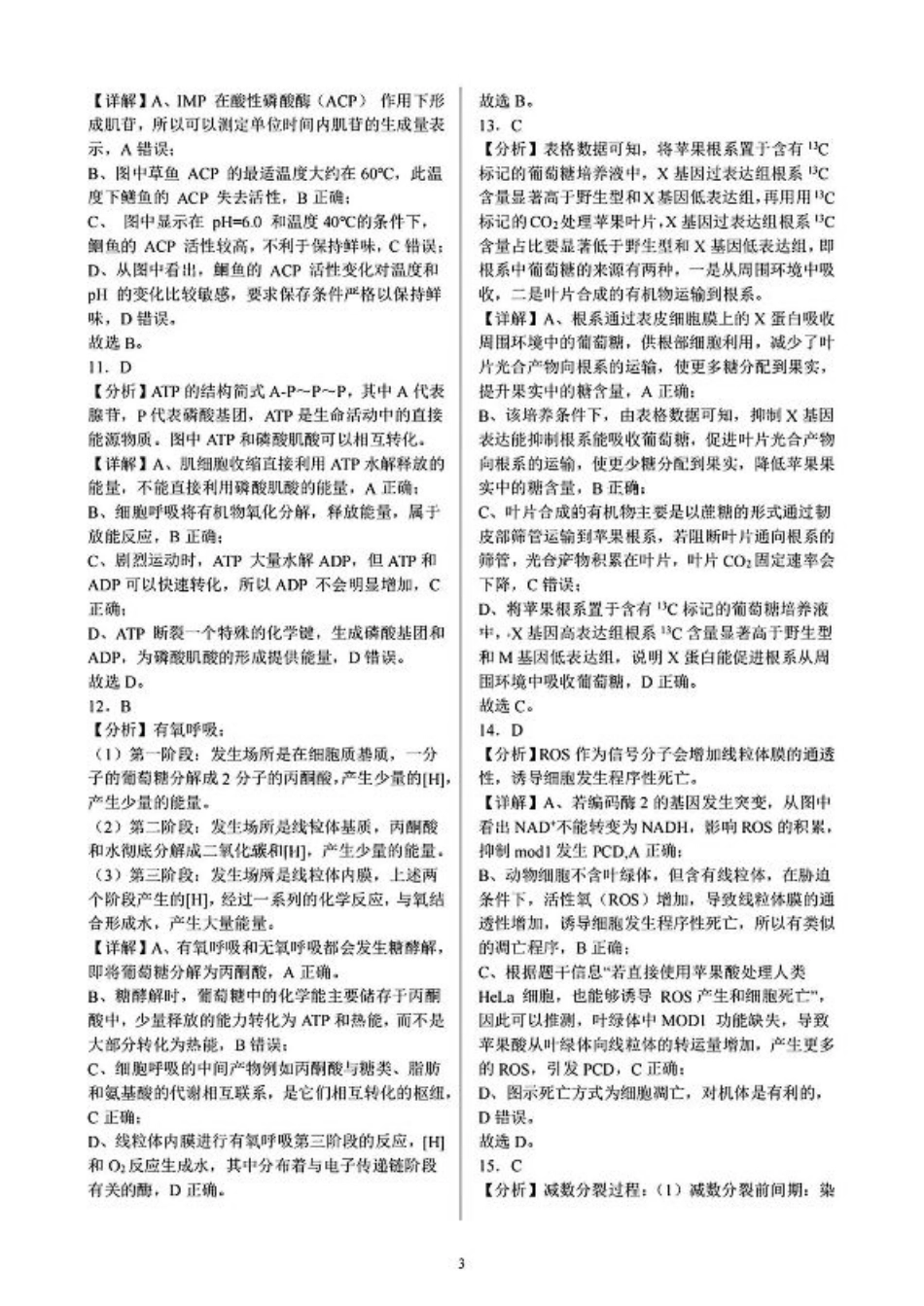 重庆市拔尖强基联盟2025届高三上学期10月联合考试生物+答案_生物答案.pdf_第3页