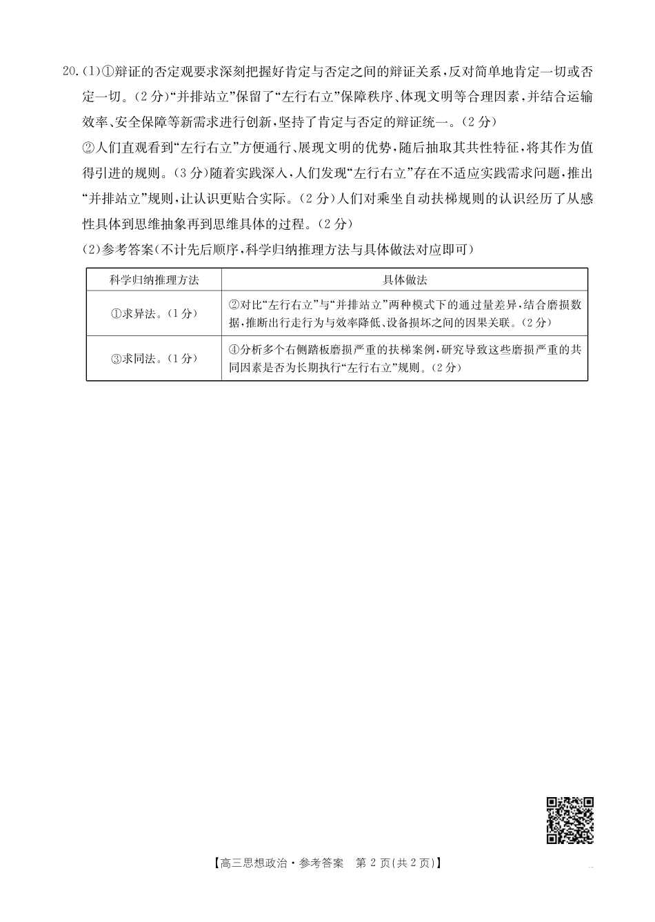 福建省2026届高三9月开学联考_政治答案.pdf_第2页