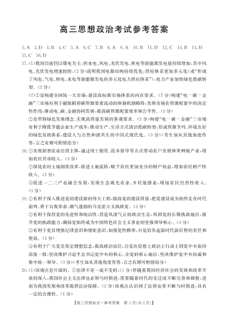 湖北省百校大联考2024-2025学年高三上学期10月联考政治试题答案.pdf