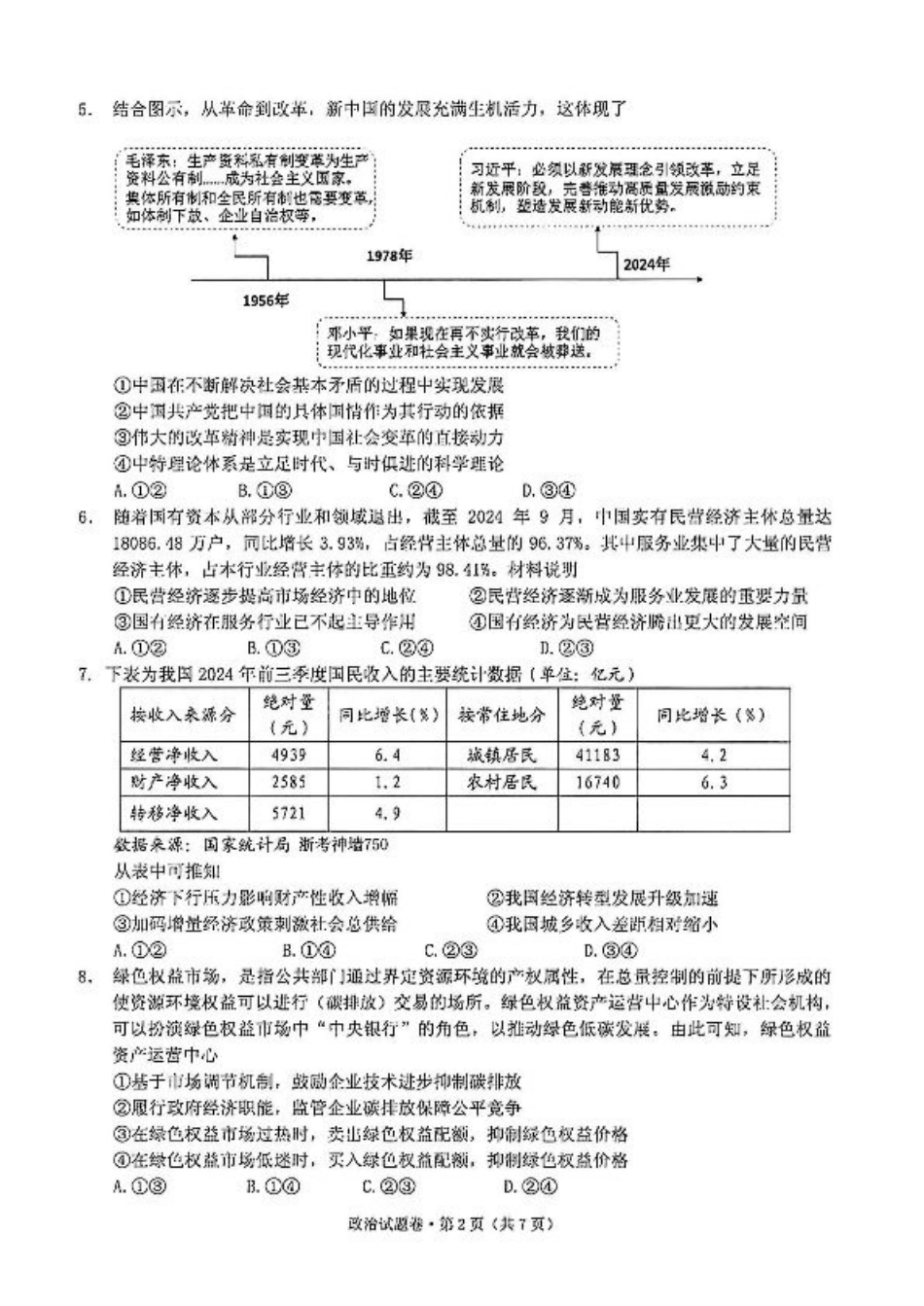 2025届浙江省五校联盟高三12月首考模拟（杭二、温中、金一中、绍一中、衢二中）（全科）_政治试卷.pdf_第2页