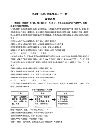 湖北省武汉市江岸区2024-2025学年高三上学期11月调考政治试题.pdf