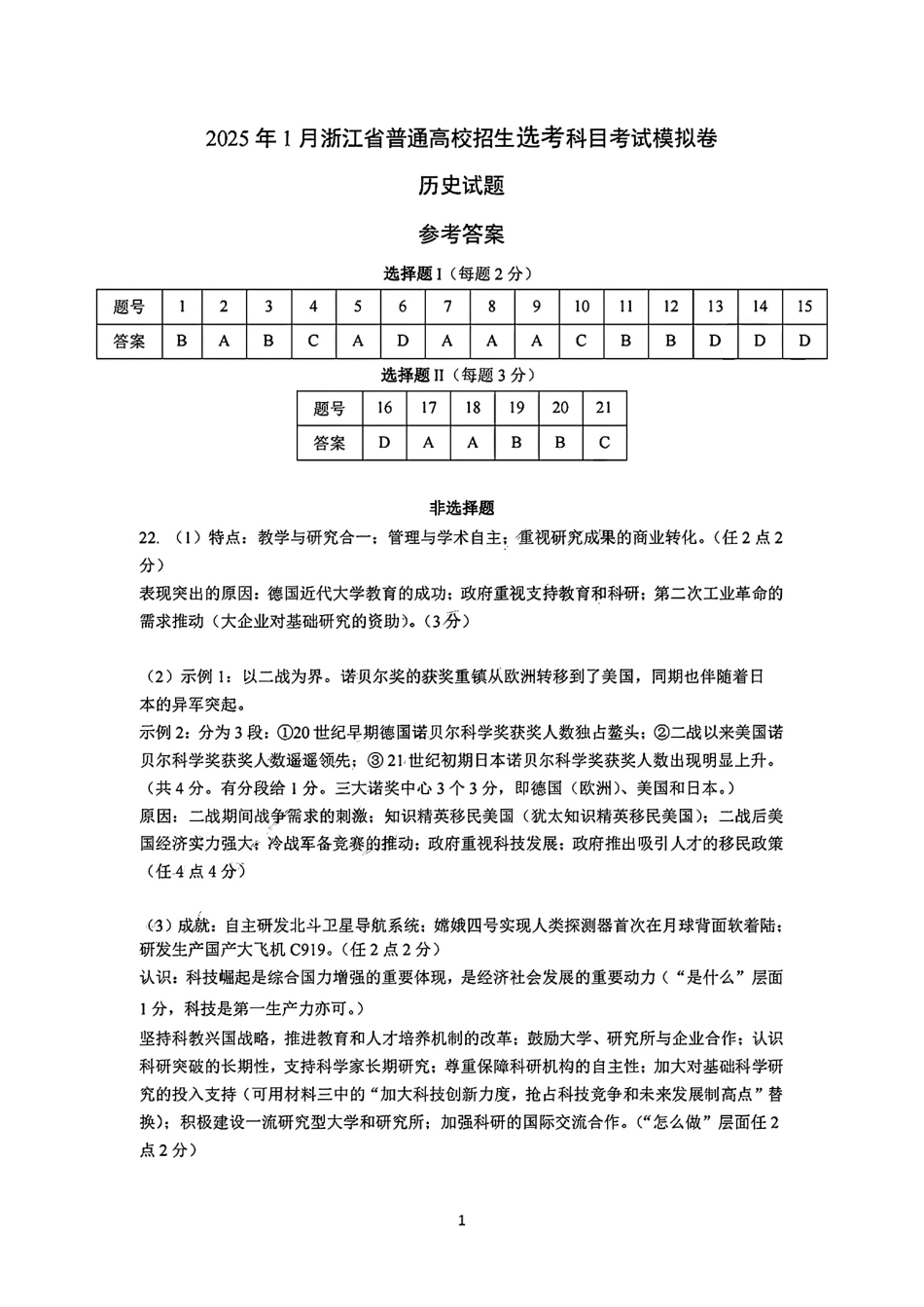 2025届浙江省五校联盟高三12月首考模拟（杭二、温中、金一中、绍一中、衢二中）（全科）_历史答案.pdf_第1页